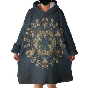 Royal Mandala Navy Theme Hoodie Wearable Blanket WB0631