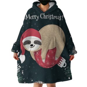 Santa Sloth Hoodie Wearable Blanket WB1068
