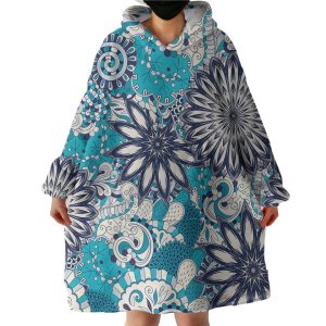 Shade of Blue Multi Mandala Hoodie Wearable Blanket WB0226