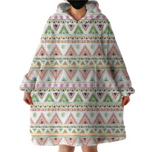 Shade of Pink & Green Aztec Hoodie Wearable Blanket WB0225