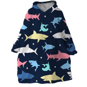 Shark Shadows Hoodie Wearable Blanket WB2063 1