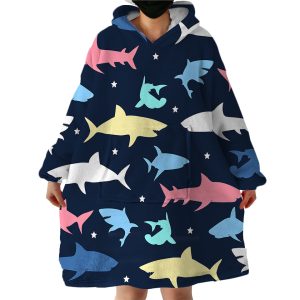 Shark Shadows Hoodie Wearable Blanket WB2063