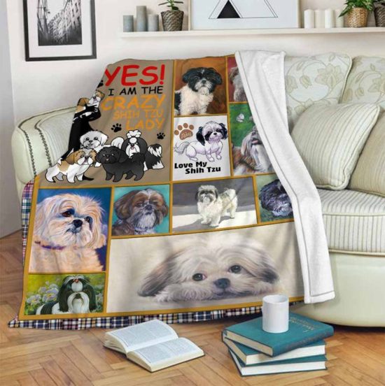 Shih Tzu Lady Blanket Sherpa Blanket Fleece Blanket Birthday Gift Dog Blanket 1