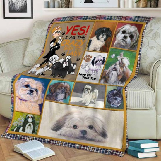 Shih Tzu Lady Blanket - Sherpa Blanket Fleece Blanket Birthday Gift Dog Blanket