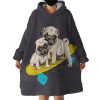 Skater Pugs Hoodie Wearable Blanket WB1999