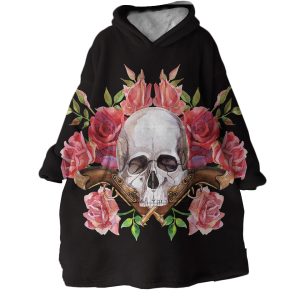 Skull Guns Roses Hoodie Wearable Blanket WB2058 1