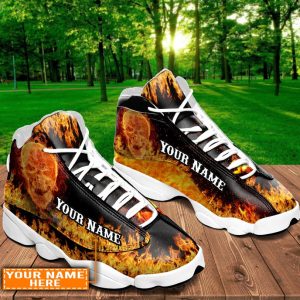 Skull On Fire Custom Name Air Jordan 13 Shoes 1