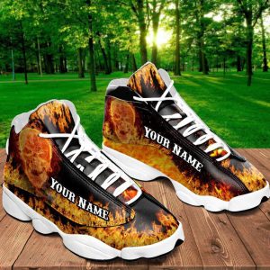 Skull On Fire Custom Name Air Jordan 13 Shoes 2