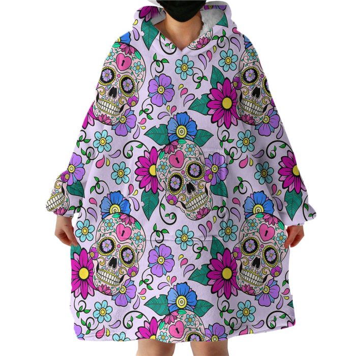 Skull Patterns Hoodie Wearable Blanket WB1571