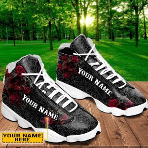 Skull Rose Custom Name Air Jordan 13 Shoes 1