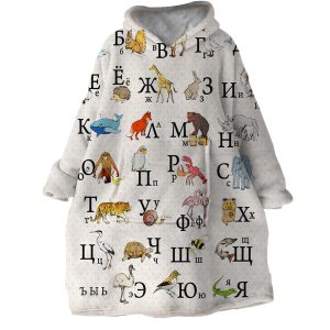 Slavic Animal Alphabet Hoodie Wearable Blanket WB1597 1