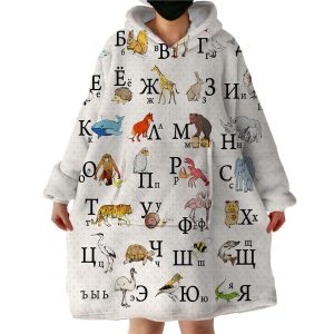 Slavic Animal Alphabet Hoodie Wearable Blanket WB1597