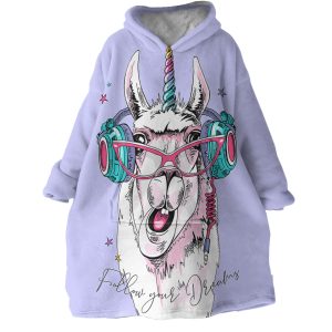 Snazzy Llama Hoodie Wearable Blanket WB0099 1