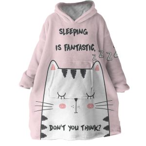 Snoozing Cat Hoodie Wearable Blanket WB2101 1
