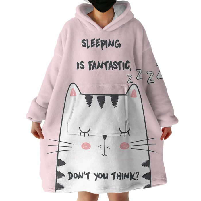 Snoozing Cat Hoodie Wearable Blanket WB2101
