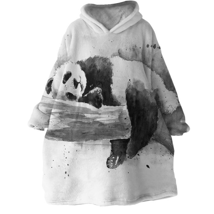 Snoozing Panda Hoodie Wearable Blanket WB1077 1