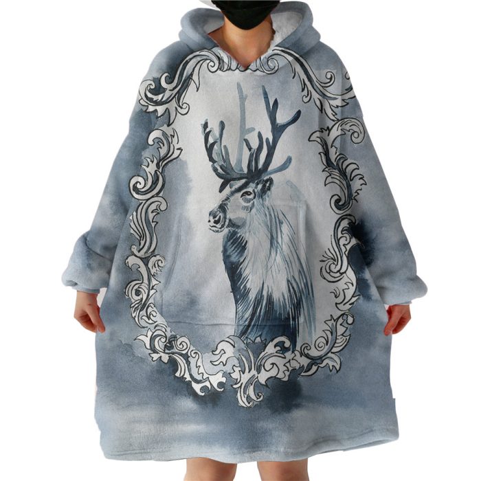 Snow Deer Hoodie Wearable Blanket WB0784