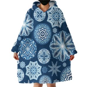 Snowflake Patterns Hoodie Wearable Blanket WB1512