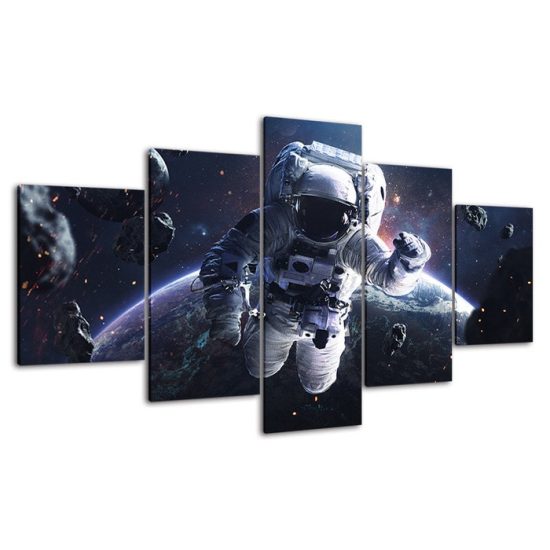 Space Astronaut Cosmos Planet Earth Scenery 5 Piece Five Panel Wall Canvas Print Modern Poster Wall Art Decor 4