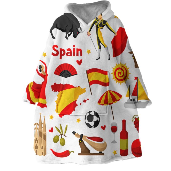 Spain Hoodie Wearable Blanket WB0073 1