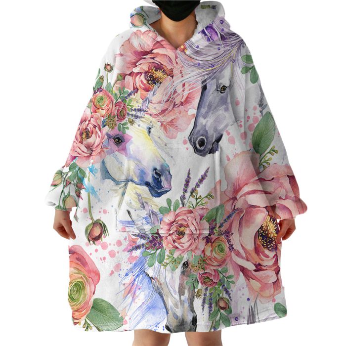 Sparrows & Flowers Hoodie Wearable Blanket WB1790