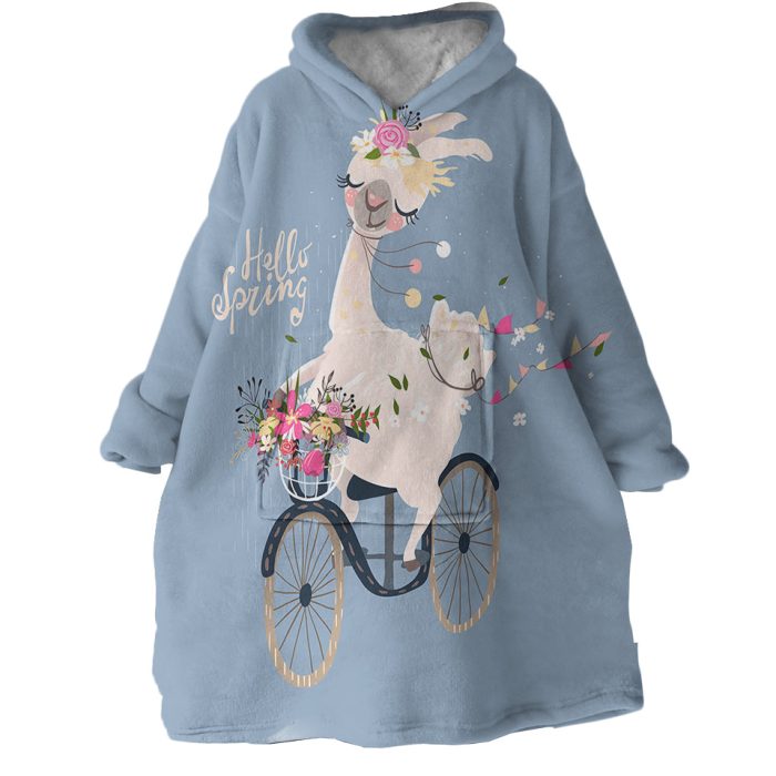 Spring Llama Hoodie Wearable Blanket WB1763 1