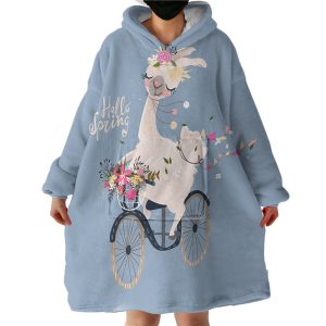 Spring Llama Hoodie Wearable Blanket WB1763