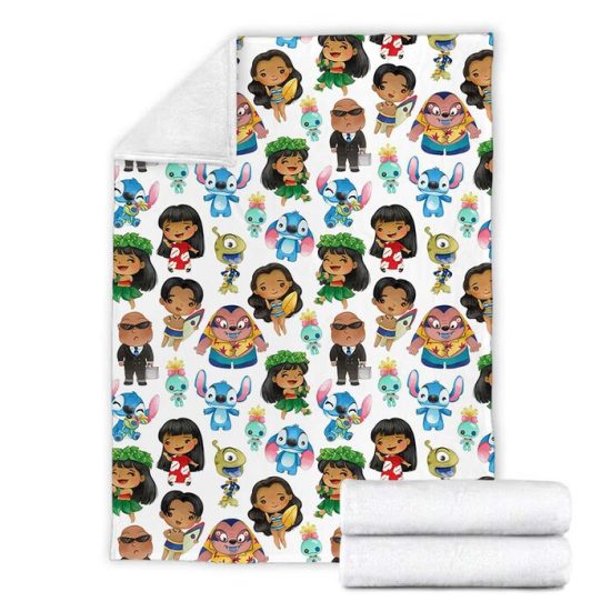 Stitch And Lilo Fleece Mink Sherpa Blanket Stitch Ohanna Means Family Stitch And Lilo Fan Gift Stitch Lover Disney Birthday Blanket 1
