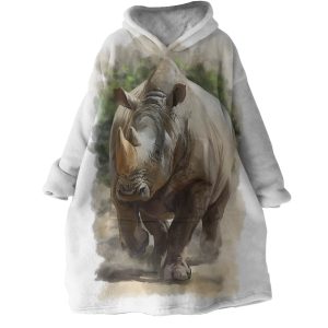 Stocky Rhino Hoodie Wearable Blanket WB1174 1