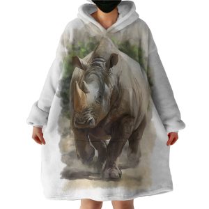Stocky Rhino Hoodie Wearable Blanket WB1174