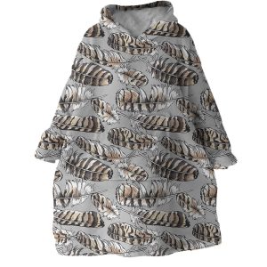 Striped Feather Hoodie Wearable Blanket WB1167 1