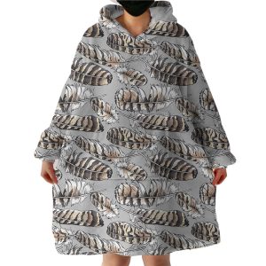 Striped Feather Hoodie Wearable Blanket WB1167