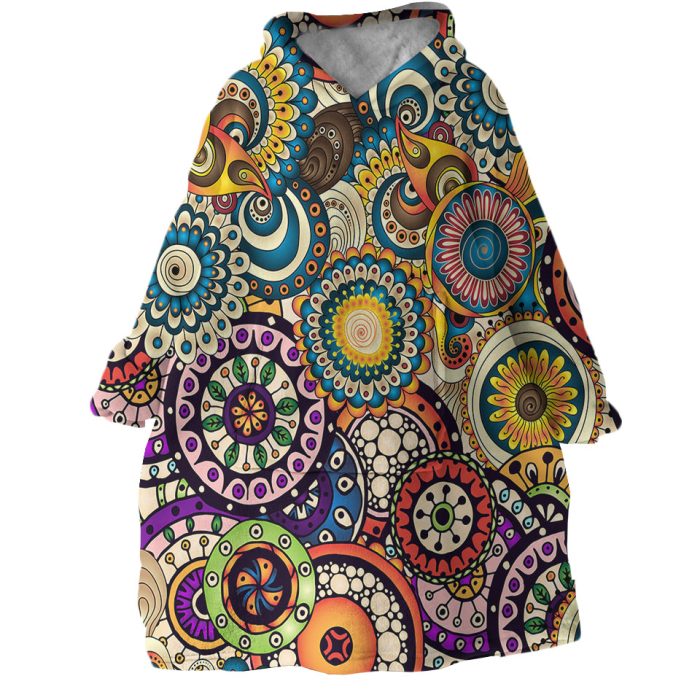 Stylized Circles Hoodie Wearable Blanket WB2033 1