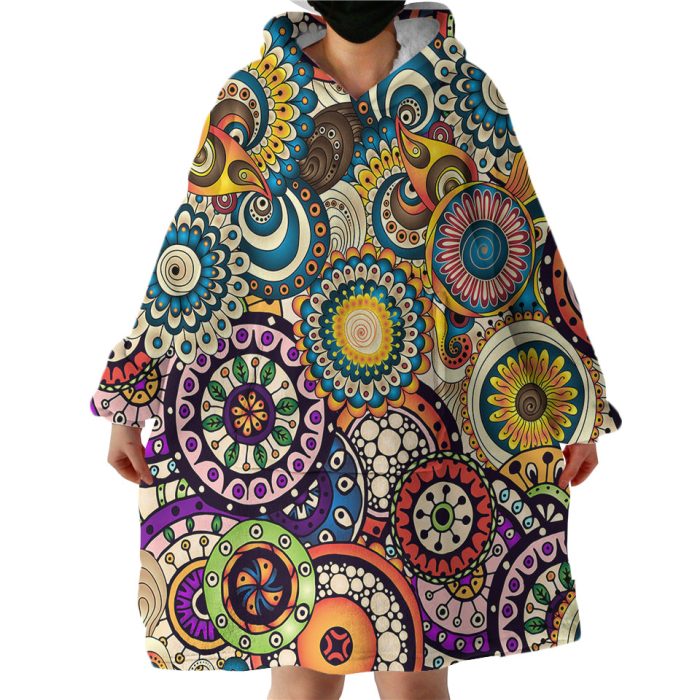 Stylized Circles Hoodie Wearable Blanket WB2033