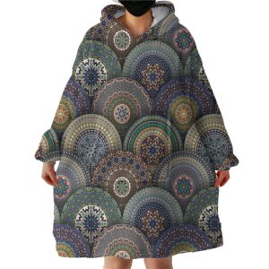 Stylized Fish Scales Hoodie Wearable Blanket WB1487