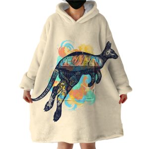Stylized Kangaroo Hoodie Wearable Blanket WB1889