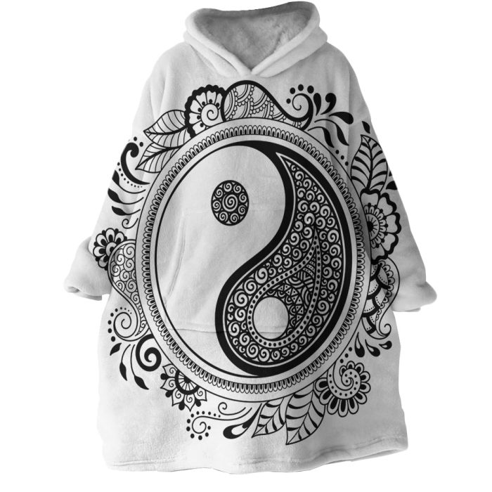 Stylized Yin Yang Hoodie Wearable Blanket WB1038 1
