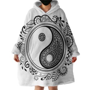Stylized Yin Yang Hoodie Wearable Blanket WB1038