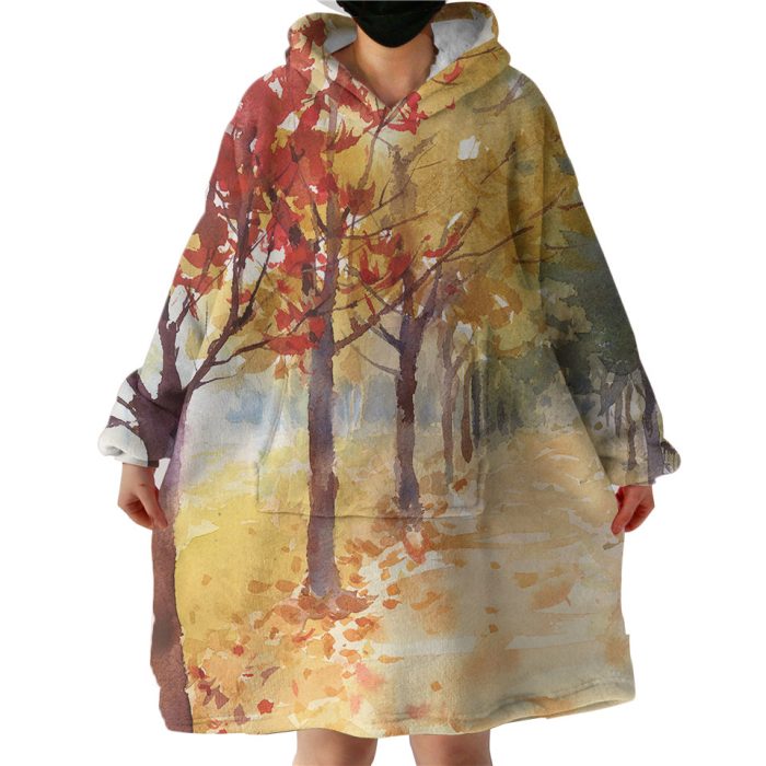 Summer Maple Trees Forest Watercolor Painting Hoodie Wearable Blanket WB0702