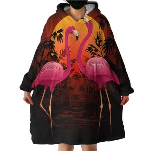 Sunset Flamingos Hoodie Wearable Blanket WB1813