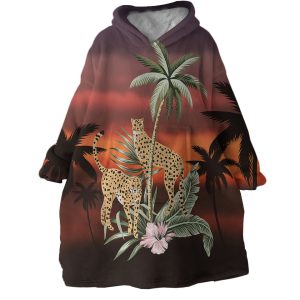 Sunset Leopards Hoodie Wearable Blanket WB1206 1