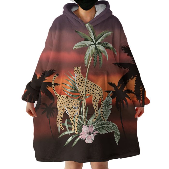 Sunset Leopards Hoodie Wearable Blanket WB1206