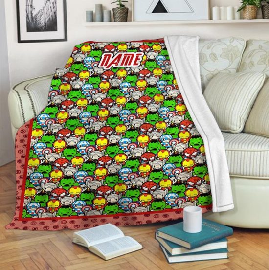 Superhero Blanket Custom Hero Baby Name Blanket Superhero Avengers Movie Watching Blanket Gift For Fan Movie 1