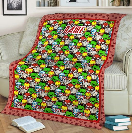 Superhero Blanket Custom Hero Baby Name Blanket Superhero Avengers Movie Watching Blanket Gift For Fan Movie 2