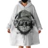 Swag Sunglass Music Headphone Cat Hoodie Wearable Blanket WB0559