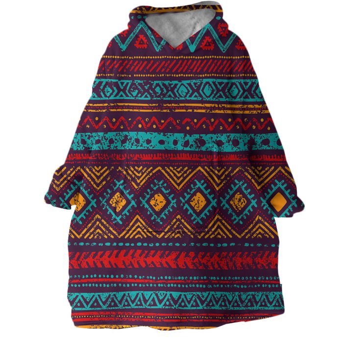 Textiles Pattern Hoodie Wearable Blanket WB1958 1