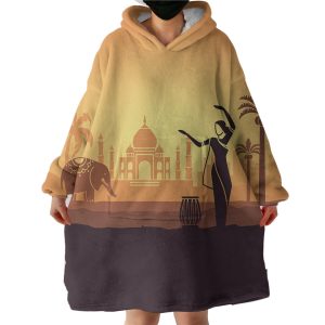 The Girl With Elephant Hoodie Wearable Blanket WB0825