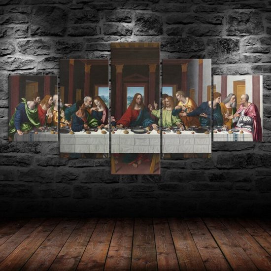 The Last Supper Of Jesus Christ Painting 5 Piece Five Panel Wall Canvas Print Modern Art Poster Wall Art Decor 1