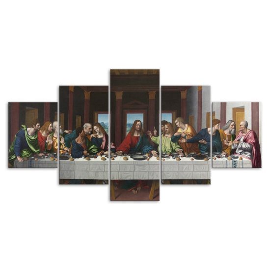 The Last Supper Of Jesus Christ Painting 5 Piece Five Panel Wall Canvas Print Modern Art Poster Wall Art Decor 3