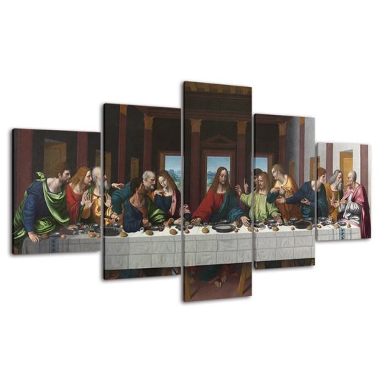 The Last Supper Of Jesus Christ Painting 5 Piece Five Panel Wall Canvas Print Modern Art Poster Wall Art Decor 4